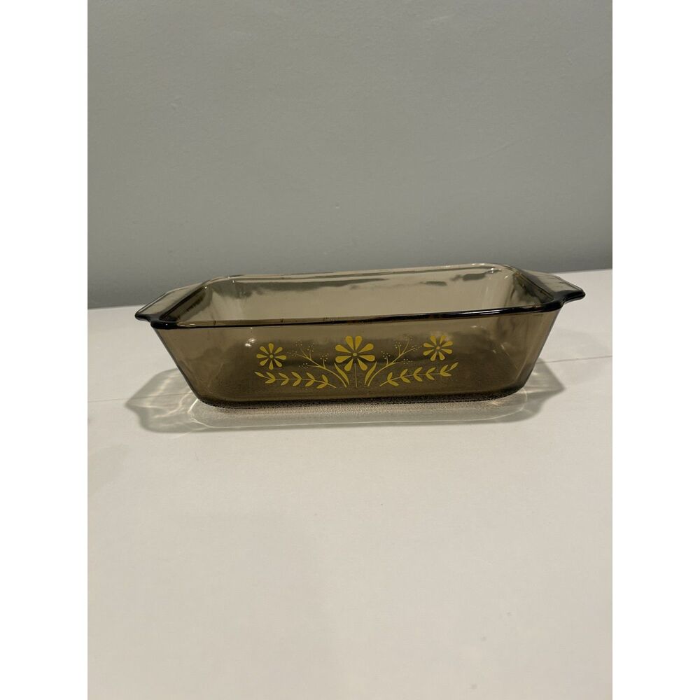VTG Glasbake Anchor Ovenware Amber Loaf Baking Dishes Oven Safe Set of 2